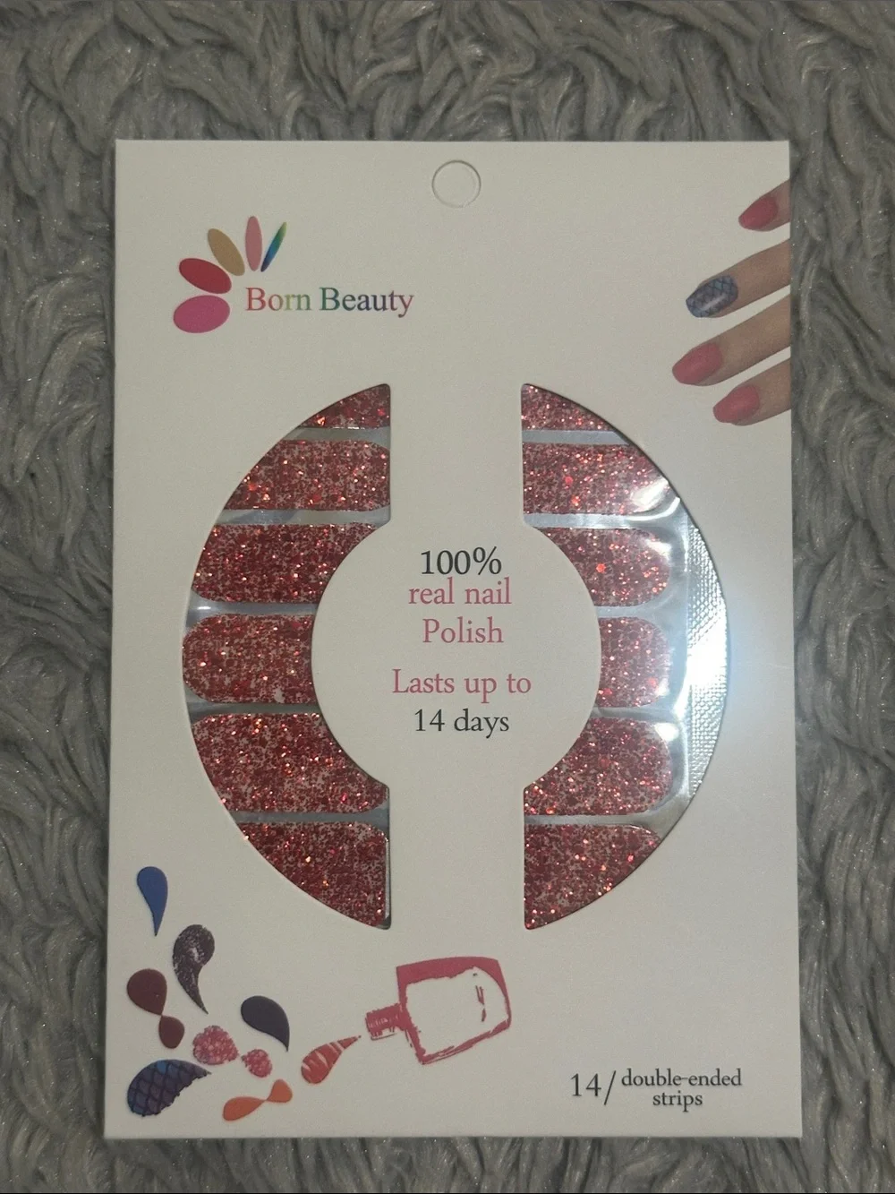 Glitter Nail Polish Strips - Pink, Blue, Silver, Rose, Red